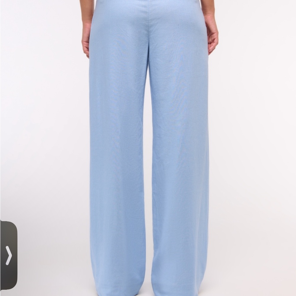 Abercrombie & Fitch Sloane Low Rise Tailored Linen Blend Wide Leg Trouser Pants - Picture 4 of 10